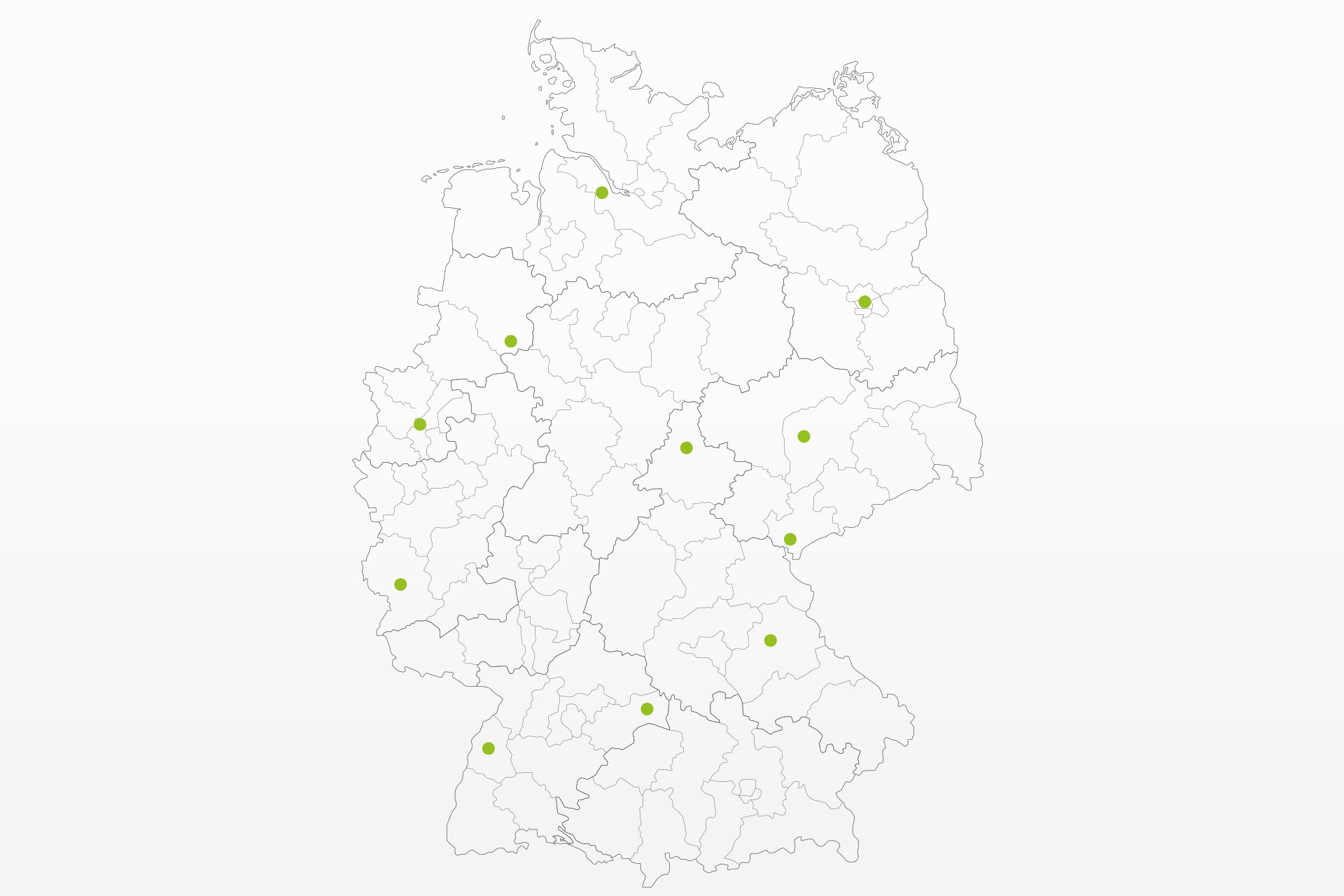 Deutschlandweite Servicestandorte sind auf einer Karte eingezeichnet